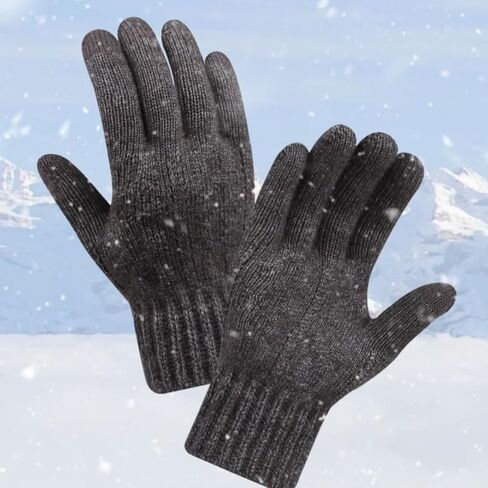 1 PAIR Alpaca Wool Thermal Gloves for Men and Women, Winter Cycling Windproof, Fleece-Lined Thickened Cold Weather Knit in Saudi Arabia