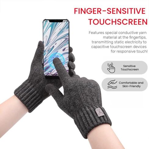 1 PAIR Alpaca Wool Thermal Gloves for Men and Women, Winter Cycling Windproof, Fleece-Lined Thickened Cold Weather Knit in Saudi Arabia