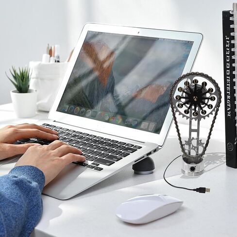 Vintage Gear Clock Rotating Gear - Steampunk Industrial Desktop Decor with Silent Timing Chain, Retro Design for Home Office & Man Gifts (Black) in Saudi Arabia