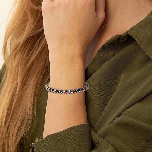 2PCS Copper Bracelets for Women Men 99.9% Pure Copper Jewelry and Cross Charm Bracelet Hematite Beaded Bracelet with Healing Crystals Christian Christmas Birthday Gifts for Friends Couples Family in Saudi Arabia