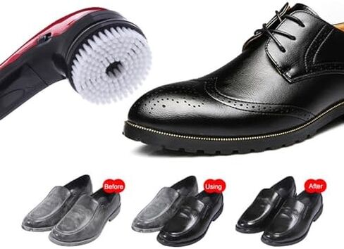 Portable Electric Shoe Polisher Brush, Handheld Shine Cleaner with 5 Brush Heads, Dual Power Supply for Dusting, Oiling, Waxing & Polishing Shoes in Saudi Arabia