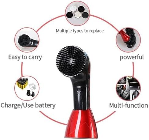 Portable Electric Shoe Polisher Brush, Handheld Shine Cleaner with 5 Brush Heads, Dual Power Supply for Dusting, Oiling, Waxing & Polishing Shoes in Saudi Arabia