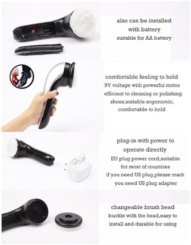Portable Electric Shoe Polisher Brush, Handheld Shine Cleaner with 5 Brush Heads, Dual Power Supply for Dusting, Oiling, Waxing & Polishing Shoes in Saudi Arabia