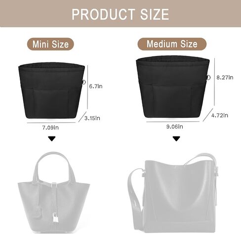 Vercord Purse Insert Organizers for Petite Tote Bag Organizer Insert Inside Handbag Shaper with Zipper Black Mini in Saudi Arabia