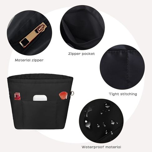 Vercord Purse Insert Organizers for Petite Tote Bag Organizer Insert Inside Handbag Shaper with Zipper Black Mini in Saudi Arabia