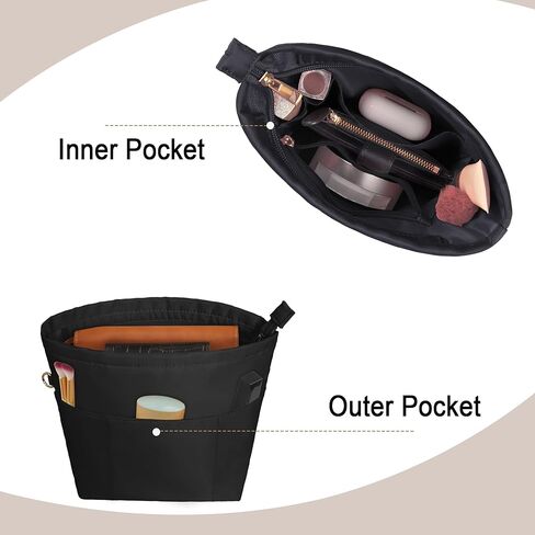 Vercord Purse Insert Organizers for Petite Tote Bag Organizer Insert Inside Handbag Shaper with Zipper Black Mini in Saudi Arabia