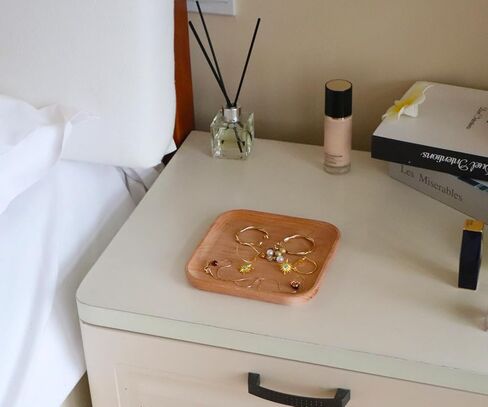 Small Mini 5.9" Round Wooden Tray - Serving Tray for Kitchen, Coffee Table, Charcuterie Board, Home & Farmhouse Decor, Coasters, Countertop Organizer, Rustic Plates for Food & Drinks in Saudi Arabia