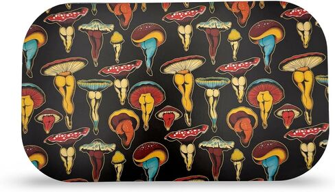 ZZZ's Rolling Tray with Magnetic Cover, Thick & Durable Metal, Spill Proof Cover, Decorative Tray, Perfect for Home & On-The-Go, 7"x 11" (Shroom Booties) in Saudi Arabia