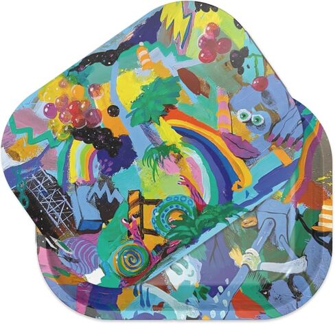 ZZZ's Rolling Tray with Magnetic Cover, Thick & Durable Metal, Spill Proof Cover, Decorative Tray, Perfect for Home & On-The-Go, 7"x 11" (Shroom Booties) in Saudi Arabia