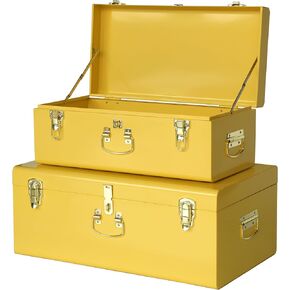 Vixdonos Metal Trunk Decorative Storage Box Set of 2 College Dorm Chest with Handle (Green) in Saudi Arabia