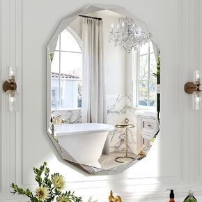 36x24 Inch Beveled Oval Bathroom Mirror, Frameless Copper-Free Silver Mirror, Modern Vanity Mirror, Decorative Wall Mirrors Over Sink for Restroom, Bedroom, Living Room, Bathroom, Entryway in Saudi Arabia