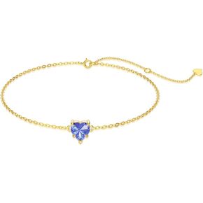 14k Gold Love Heart Gemstone Bracelet for Women,7MM Heart-cut Created Birthstone Anniversary Birthday Mother's Day Bracelets Jewelry for Mom Her 6.5''+2'' in Kuwait