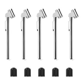 MEANLIN MEASURE 10Pcs Silver Double Straight Type Tire Pressure Gauge，Dual Head Air Pressure Gauge with 10Pcs Black Stem Caps，Pressure Range 10-120 Psi(Suitable for Trucks, etc. in Kuwait