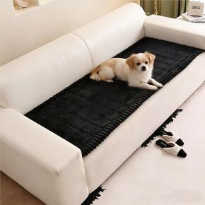 Pet Couch Cover Dogs Washable Non-Slip Pet Friendly, Fuzzy Couch Protector Dog Mat for Couches Sofas Sectionals Slipcover 3 Cushion Sofa Covers Thick Soft (Black, 27"x71") in Kuwait
