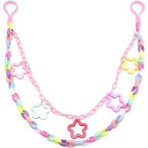 Cute Colorful Stars Charm Layered Acrylic Pants Jeans Chain for Women Sweet Hip Hop Grunge Rainbow Hollow Pentagram Waist Trousers Chains Chunky Link Punk Lovely Pocket Wallet Belt Belly Body Jewelry in Saudi Arabia