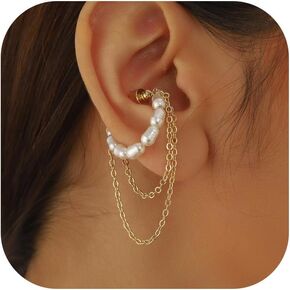 Gold Chain Earrings For Women Non Piercing Ear Cuff With Chain Stylish Dangle Ear Cuffs Fashion Jewelry Statement Chains Earrings Accessories in Saudi Arabia