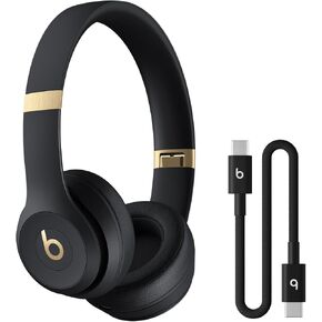Beats Solo 4 - Wireless Bluetooth On-Ear Headphones, Apple & Android Compatible, Up to 50 Hours of Battery Life - Black & Gold in Kuwait