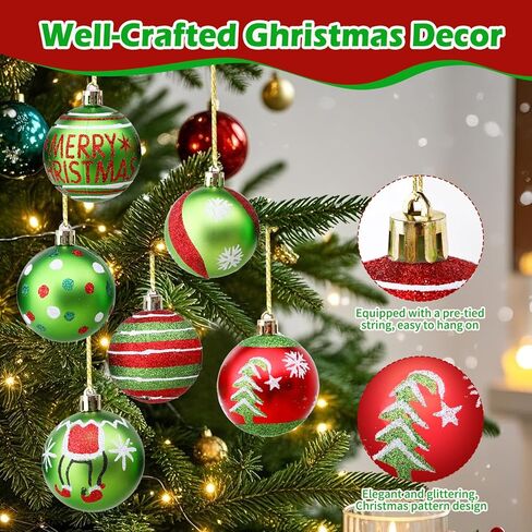 12 Pieces 2.4 Inch Christmas Ball Ornaments, Glittering Plastic Hanging Decorations for Xmas Tree Decoration Pendants in Saudi Arabia