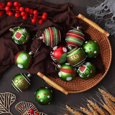12 Pieces 2.4 Inch Christmas Ball Ornaments, Glittering Plastic Hanging Decorations for Xmas Tree Decoration Pendants in Saudi Arabia