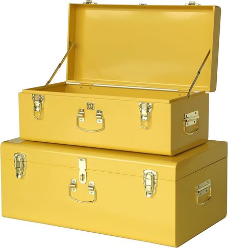 Vixdonos Metal Trunk Decorative Storage Box Set of 2 College Dorm Chest with Handle (Green) in Saudi Arabia