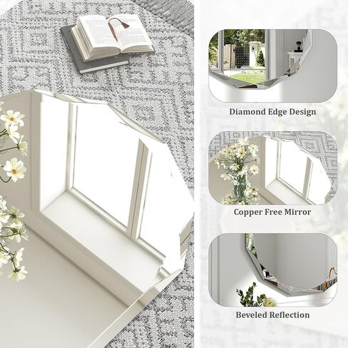 36x24 Inch Beveled Oval Bathroom Mirror, Frameless Copper-Free Silver Mirror, Modern Vanity Mirror, Decorative Wall Mirrors Over Sink for Restroom, Bedroom, Living Room, Bathroom, Entryway in Saudi Arabia
