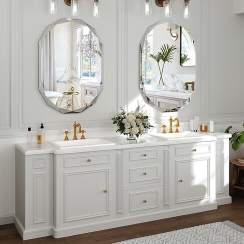 36x24 Inch Beveled Oval Bathroom Mirror, Frameless Copper-Free Silver Mirror, Modern Vanity Mirror, Decorative Wall Mirrors Over Sink for Restroom, Bedroom, Living Room, Bathroom, Entryway in Saudi Arabia
