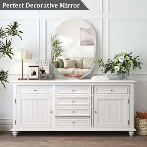 36x24 Inch Beveled Oval Bathroom Mirror, Frameless Copper-Free Silver Mirror, Modern Vanity Mirror, Decorative Wall Mirrors Over Sink for Restroom, Bedroom, Living Room, Bathroom, Entryway in Saudi Arabia