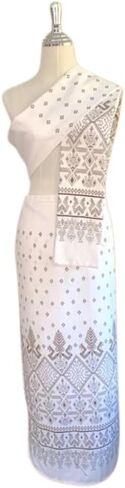 Assorted-Pattern Cotton Wrap Sarong Thai & Sash Set — Free-Size Waist 24-38 in, Hip ≤ 44 in, Sash 5 in × 2 m (Random Color) in Kuwait