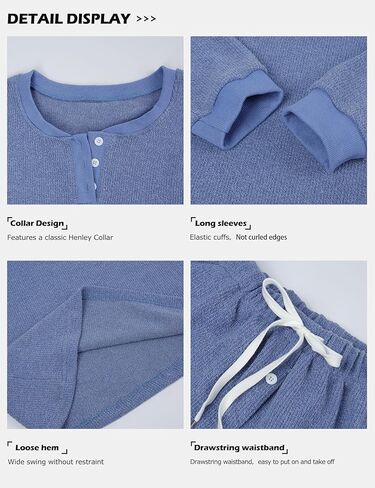 Gihuo Mens Knit Pajamas Set with Henley Collar 2 Piece Loungewear Set Casual Loose Fit Cozy Pjs Sleepwear in Saudi Arabia