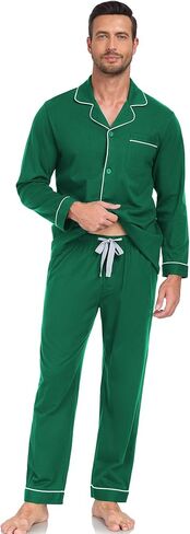 100% Cotton Men's Pajama Set Long Sleeve Long Pants with Pocket Breathable Pajama Set in Saudi Arabia