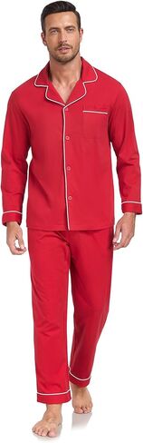 100% Cotton Men's Pajama Set Long Sleeve Long Pants with Pocket Breathable Pajama Set in Saudi Arabia