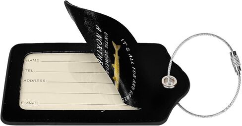 Northern Pike Fishing Freshwater Fish Leather Luggage Tag with Stainless Steel Ring and Privacy Cover for Suitcase Travel1 in Saudi Arabia