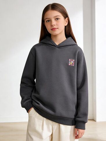Hoodie for Girls, Graphic Hoodie Sweatshirt, Kids Pullover Top 6-14 Years, Girls Long Sleeve Sweatshirt, Floral Print in Saudi Arabia