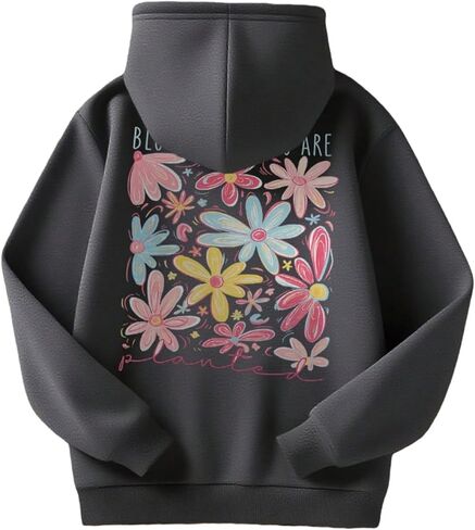 Hoodie for Girls, Graphic Hoodie Sweatshirt, Kids Pullover Top 6-14 Years, Girls Long Sleeve Sweatshirt, Floral Print in Saudi Arabia