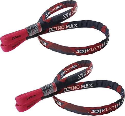 Xmonster Rhino Max High Strength Double Cores Anchor Sling 36kN+36kN Lightweight Wear-Resistant Strop (1.2m & 2m), 120-200cm, Red & Black in Kuwait