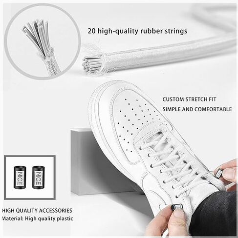 Generic Elastic No-Tie Shoe Laces (White, 2 Pair) in Saudi Arabia
