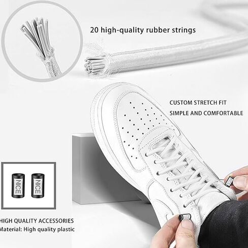 Generic Elastic No-Tie Shoe Laces (White, 2 Pair) in Saudi Arabia