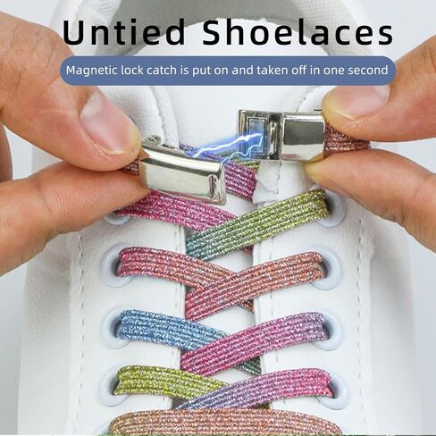 Flat Elastic No Tie Shoe Laces for Sneakers Stretch Tieless Shoelaces Flat Shoes Strings in Saudi Arabia