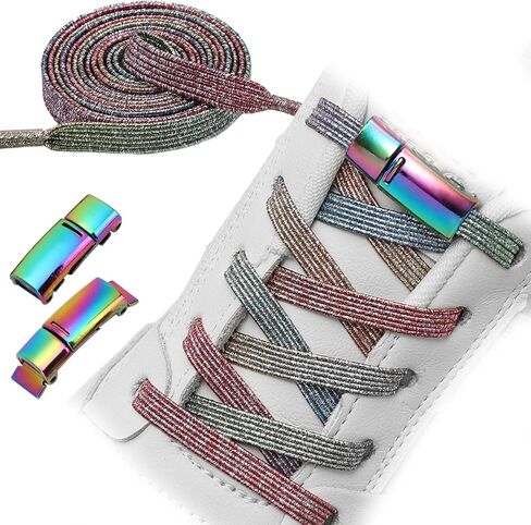 Flat Elastic No Tie Shoe Laces for Sneakers Stretch Tieless Shoelaces Flat Shoes Strings in Saudi Arabia
