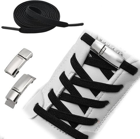 Flat Elastic No Tie Shoe Laces for Sneakers Stretch Tieless Shoelaces Flat Shoes Strings in Saudi Arabia