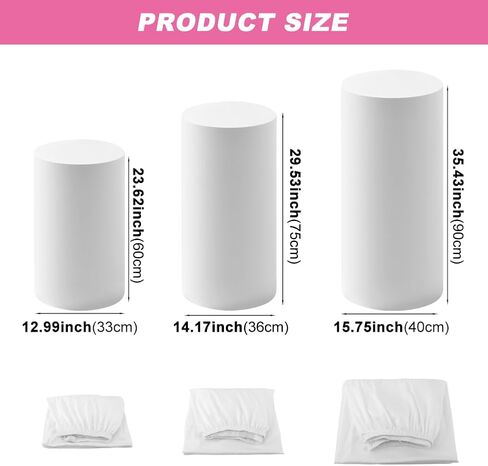 3Pcs Cylinder Pedestal Stand Covers,Round Spandex Cylinder Stand Covers for Party,Elastic Cloth Cylinders Plinth Cover for Parties Wedding Birthday Event Decor,Only Covers in Saudi Arabia