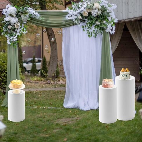 3Pcs Cylinder Pedestal Stand Covers,Round Spandex Cylinder Stand Covers for Party,Elastic Cloth Cylinders Plinth Cover for Parties Wedding Birthday Event Decor,Only Covers in Saudi Arabia