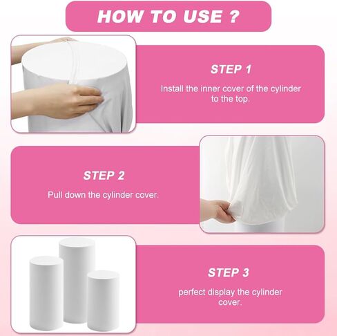 3Pcs Cylinder Pedestal Stand Covers,Round Spandex Cylinder Stand Covers for Party,Elastic Cloth Cylinders Plinth Cover for Parties Wedding Birthday Event Decor,Only Covers in Saudi Arabia