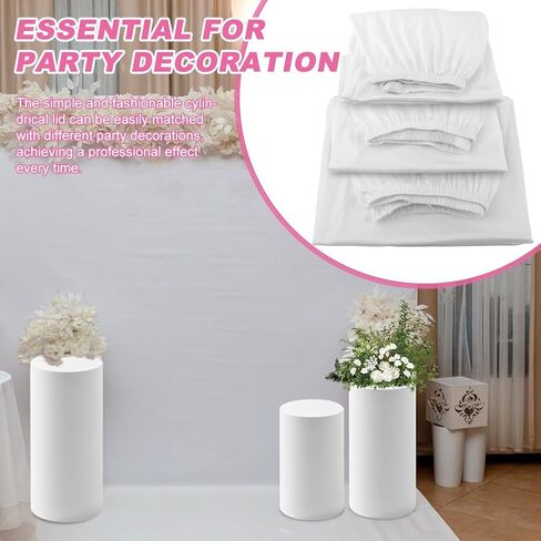 3Pcs Cylinder Pedestal Stand Covers,Round Spandex Cylinder Stand Covers for Party,Elastic Cloth Cylinders Plinth Cover for Parties Wedding Birthday Event Decor,Only Covers in Saudi Arabia