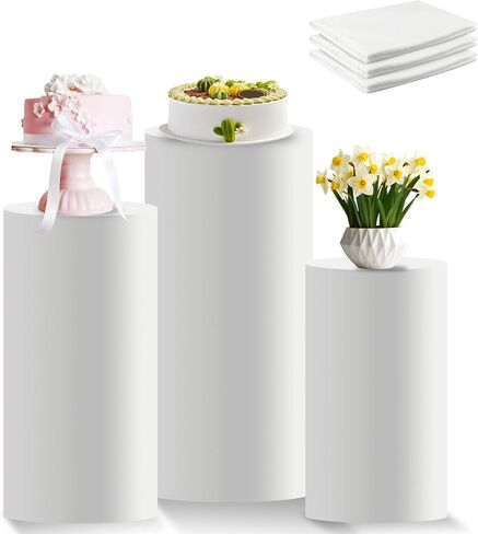 3Pcs Cylinder Pedestal Stand Covers,Round Spandex Cylinder Stand Covers for Party,Elastic Cloth Cylinders Plinth Cover for Parties Wedding Birthday Event Decor,Only Covers in Saudi Arabia