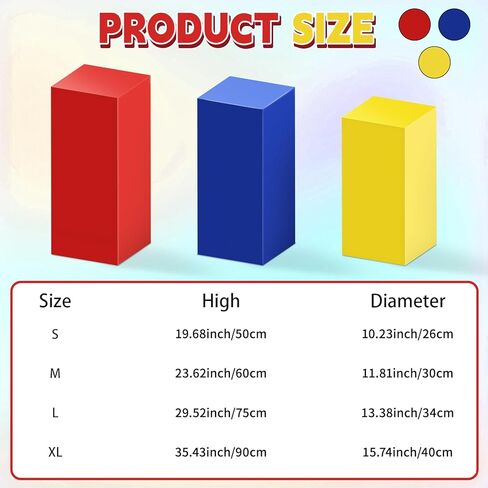 Set of 3 Square Red Yellow Blue Cylinder Stand Covers for Party, Spandex Display Pedestal Covers,Cylinder Pedestal Stand Cover for Christmas Festival Birthday Party Wedding Props Decor (M+L+XL) in Saudi Arabia