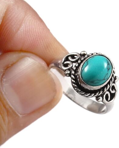 925 Sterling Silver Natural Gemstone Ring for Women Stackable Dainty Silver Birthstone Rings Natural Healing Crystal Jewelry Handmade Minimalist Ring in Kuwait