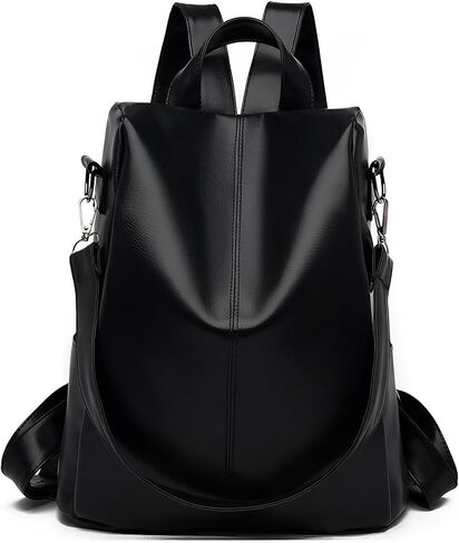 LY&SQ Faux Leather Backpack Purse for Women Anti-Theft Travel Backpack With Detachable Shoulder Strap Ladies Fashion Handbag(Black) in Saudi Arabia