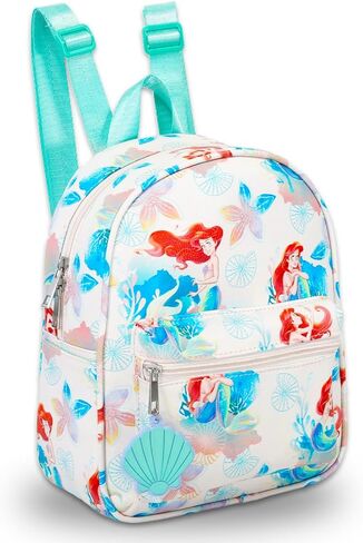 Disney Little Mermaid Mini Backpack Set - 10" Faux Leather Ariel Backpack with Front Pocket for Women Plus Water Bottle, Stickers, More | Little Mermaid Backpack Purse Bundle in Saudi Arabia
