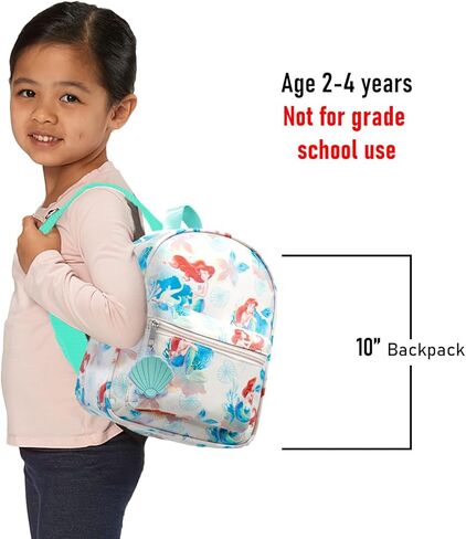 Disney Little Mermaid Mini Backpack Set - 10" Faux Leather Ariel Backpack with Front Pocket for Women Plus Water Bottle, Stickers, More | Little Mermaid Backpack Purse Bundle in Saudi Arabia